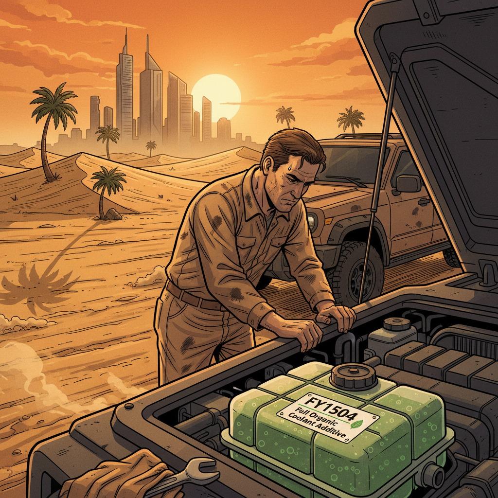 coolant additive Middle East, OAT coolant high temperature, engine coolant additive hot climate, organic coolant for Middle East vehicles
