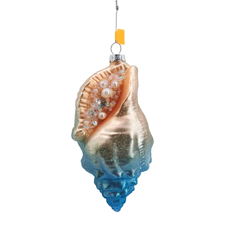 Glass shell hanging ornament