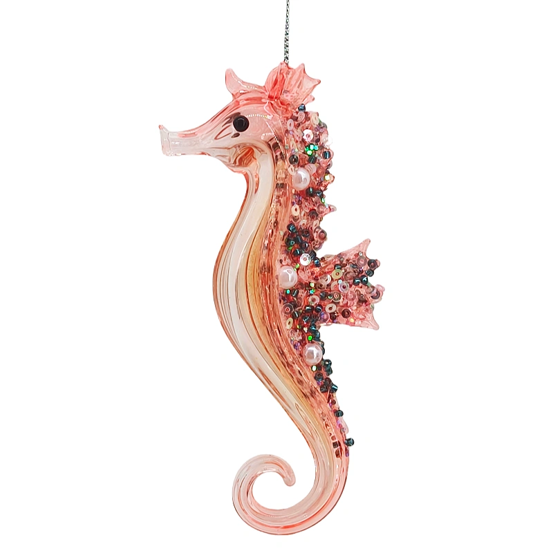 Glass seahorse hanging ornament