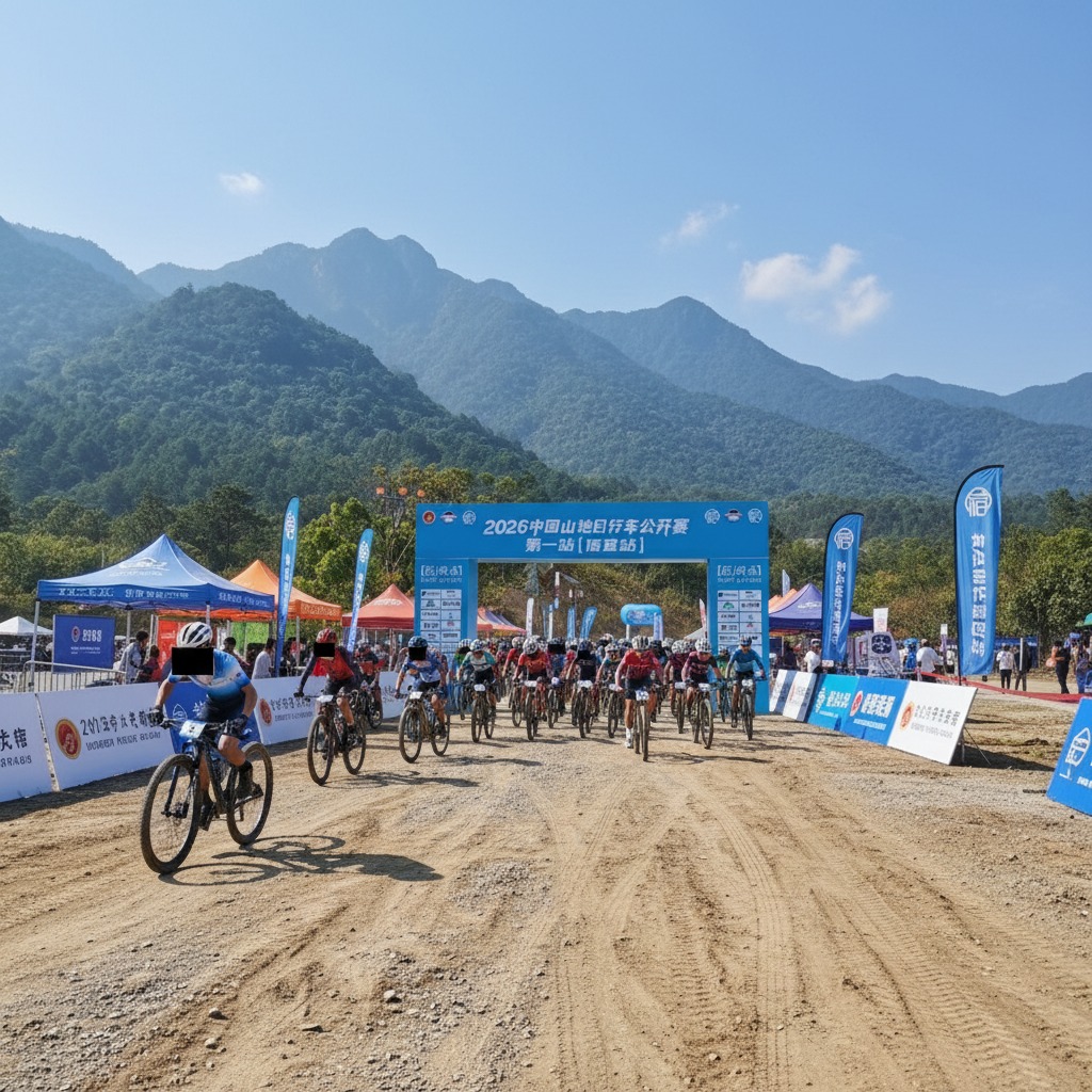 Zheng Yu, asistente de la carrera de ciclismo de montaña