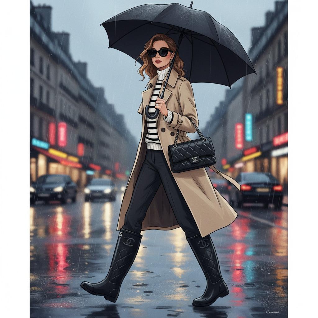 샤넬 여성용 레인부츠