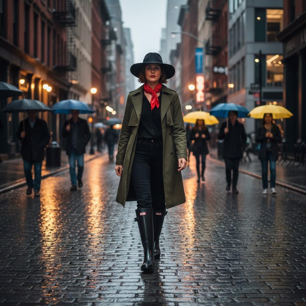 รองเท้าบูทสีดำกันน้ำ