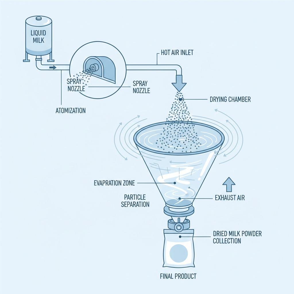milk powder spray drying, spray dryer for milk, milk powder production