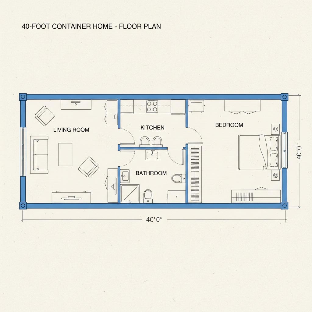 40 foot container home floor plan
