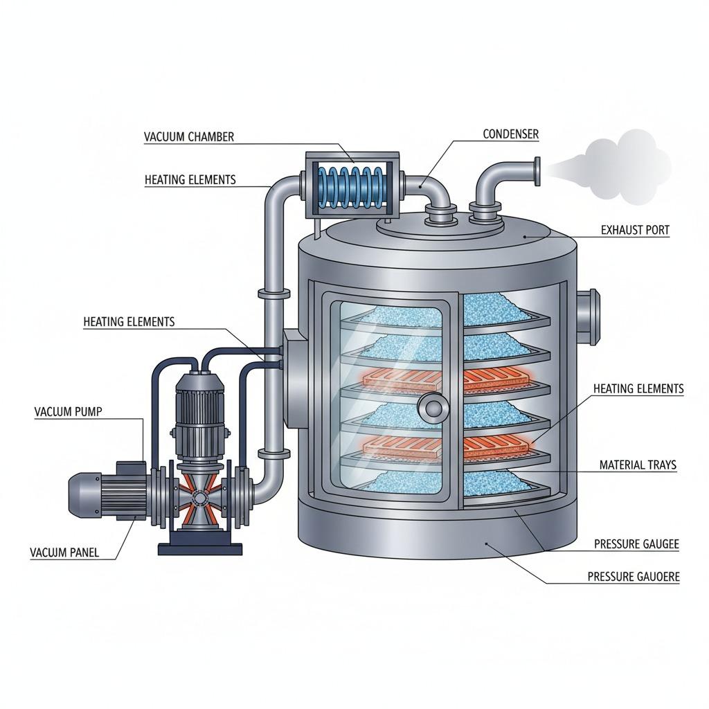 industrial vacuum dryer, vacuum drying process, drying equipment, vacuum drying system, continuous vacuum dryer