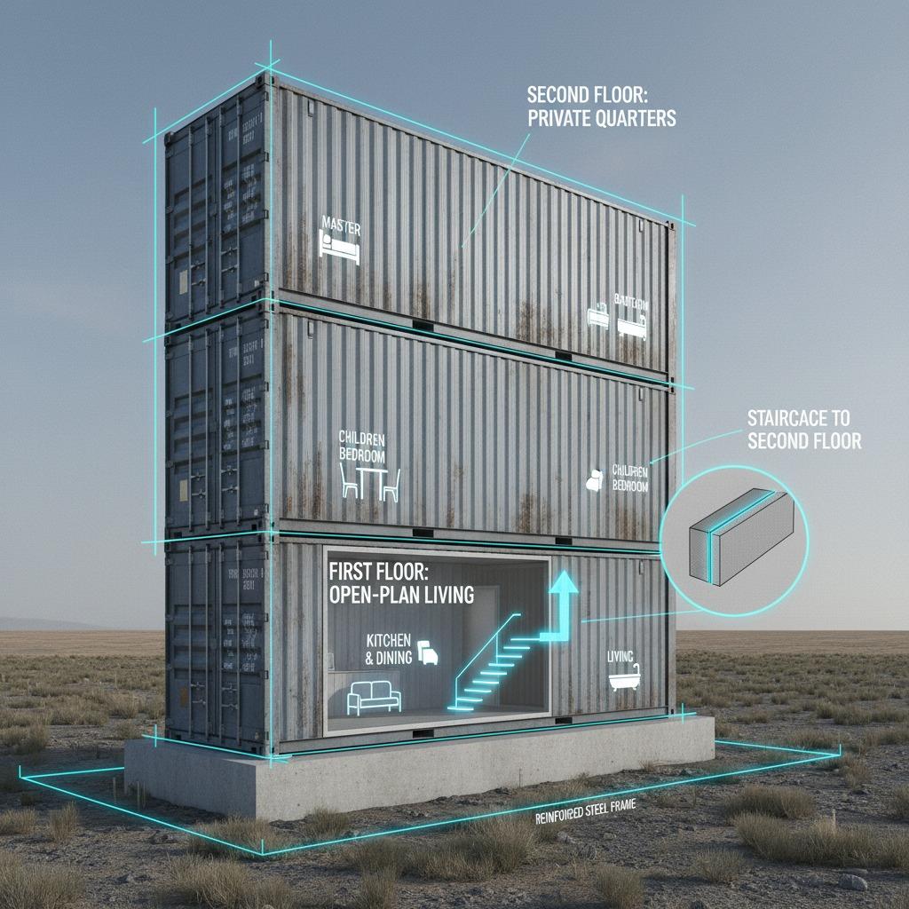 2 story shipping container floor plans