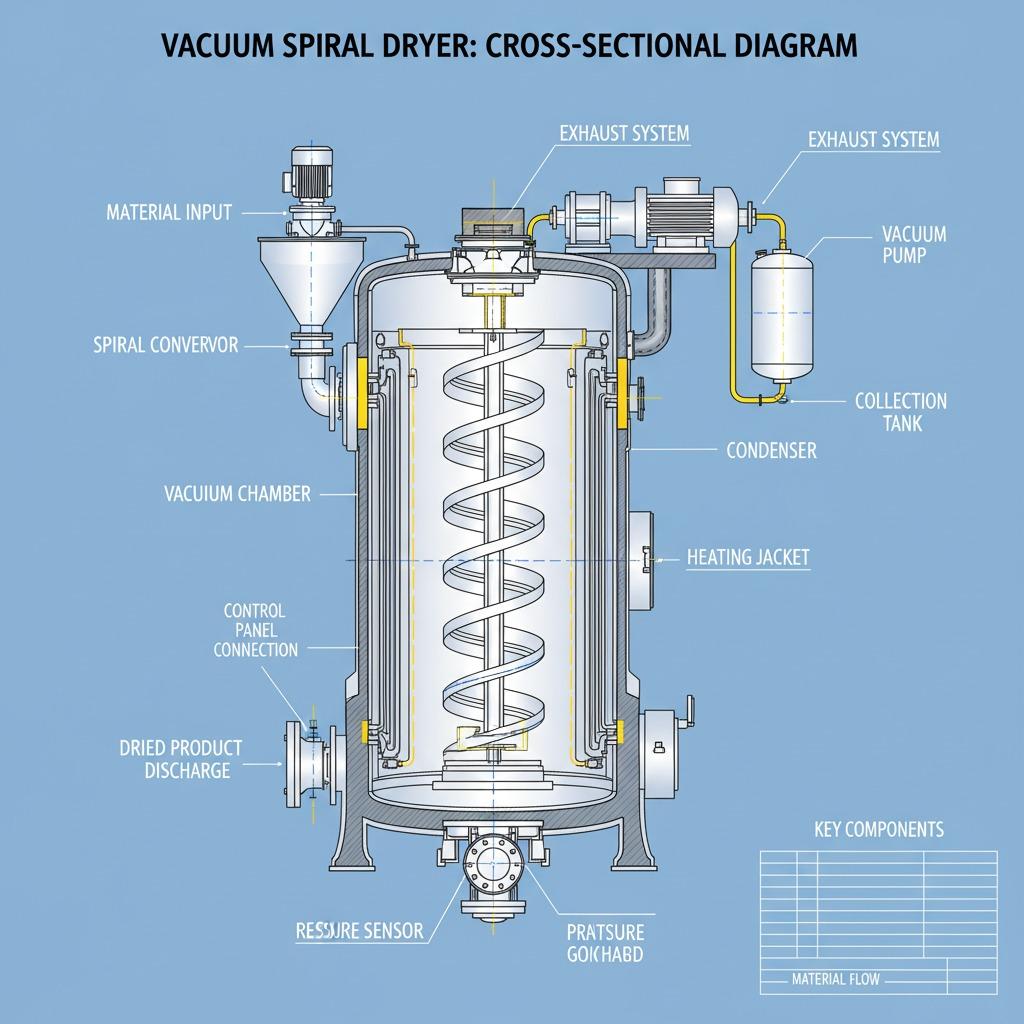Vacuum Spiral Dryer, Industrial Vacuum Drying, Spiral Dryer Technology, Industrial Drying Systems