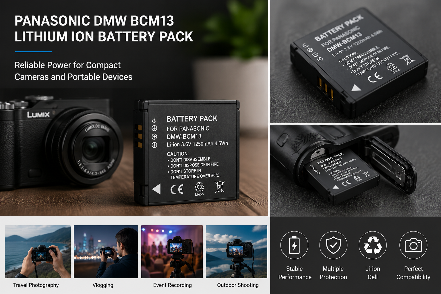 Panasonic DMW BCM13 Lithium Ion Battery Pack: Reliable Power for Compact Cameras Panasonic DMW BCM13 Lithium Ion Battery Pack: Reliable Power for Compact Cameras