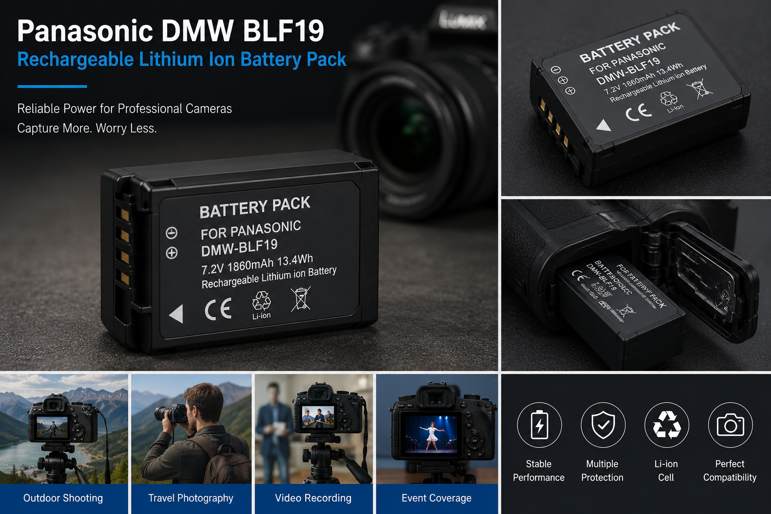 DMW BLF19 Battery Pack: Reliable Lithium Power for Professional Mirrorless Cameras DMW BLF19 Battery Pack: Reliable Lithium Power for Professional Mirrorless Cameras