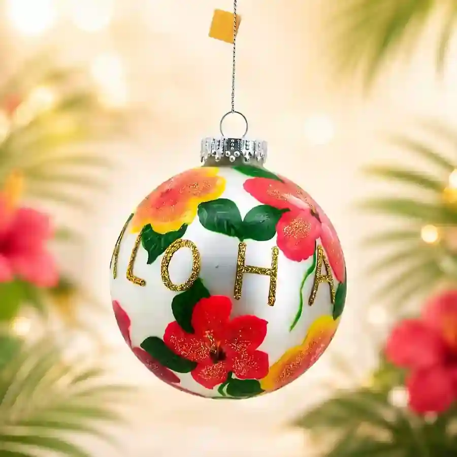 Aloha-Glaskugel mit tropischen Blumen