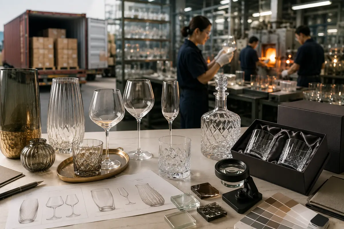 custom glassware OEM factory production scene