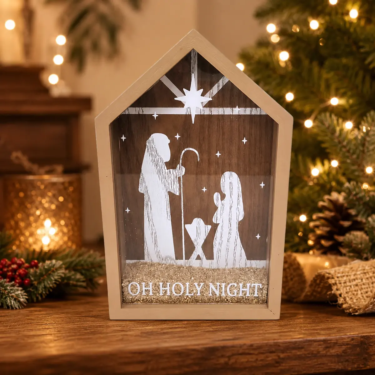 Krippenkasten aus MDF und Acrylglas für die Weihnachtsdekoration