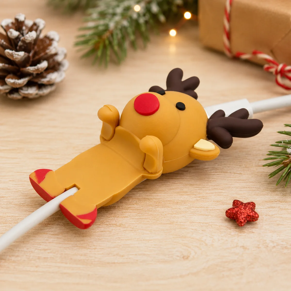 Cute reindeer cable protector holiday gift