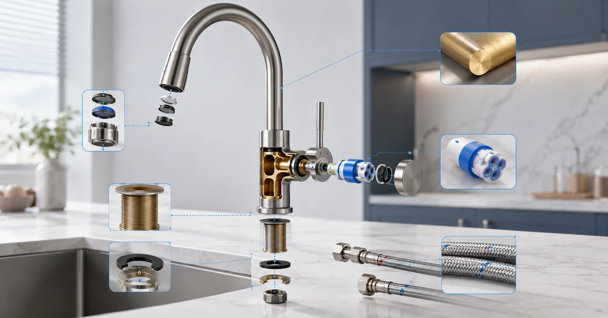 hot and cold water kitchen faucet