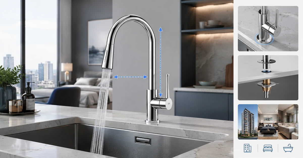 Top fixed kitchen faucet installation display