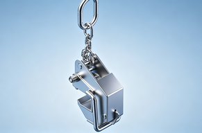 TABLE 120 wall formwork lifting clamp with shackle, chain, bolt and metal housing for safe stacking and crane lifting.png