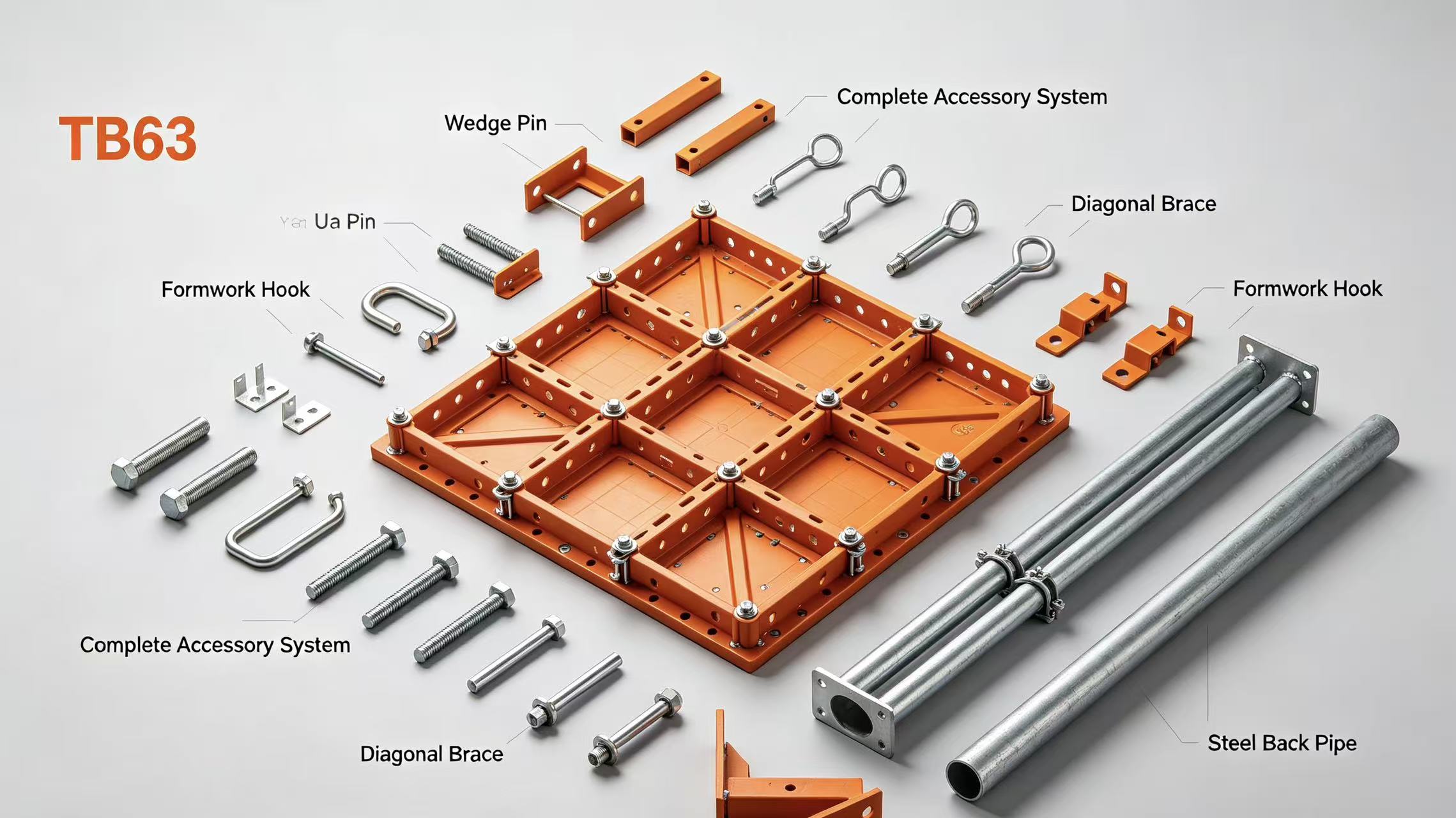 TB 63 Series Steel Ply System complete accessory system, wedge pins, formwork hooks, braces and steel back pipes.jpg