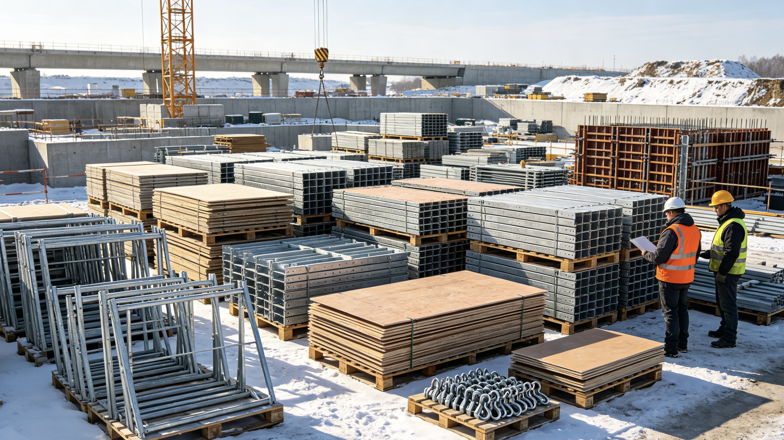 Stacked reusable steel formwork storage yard.jpg