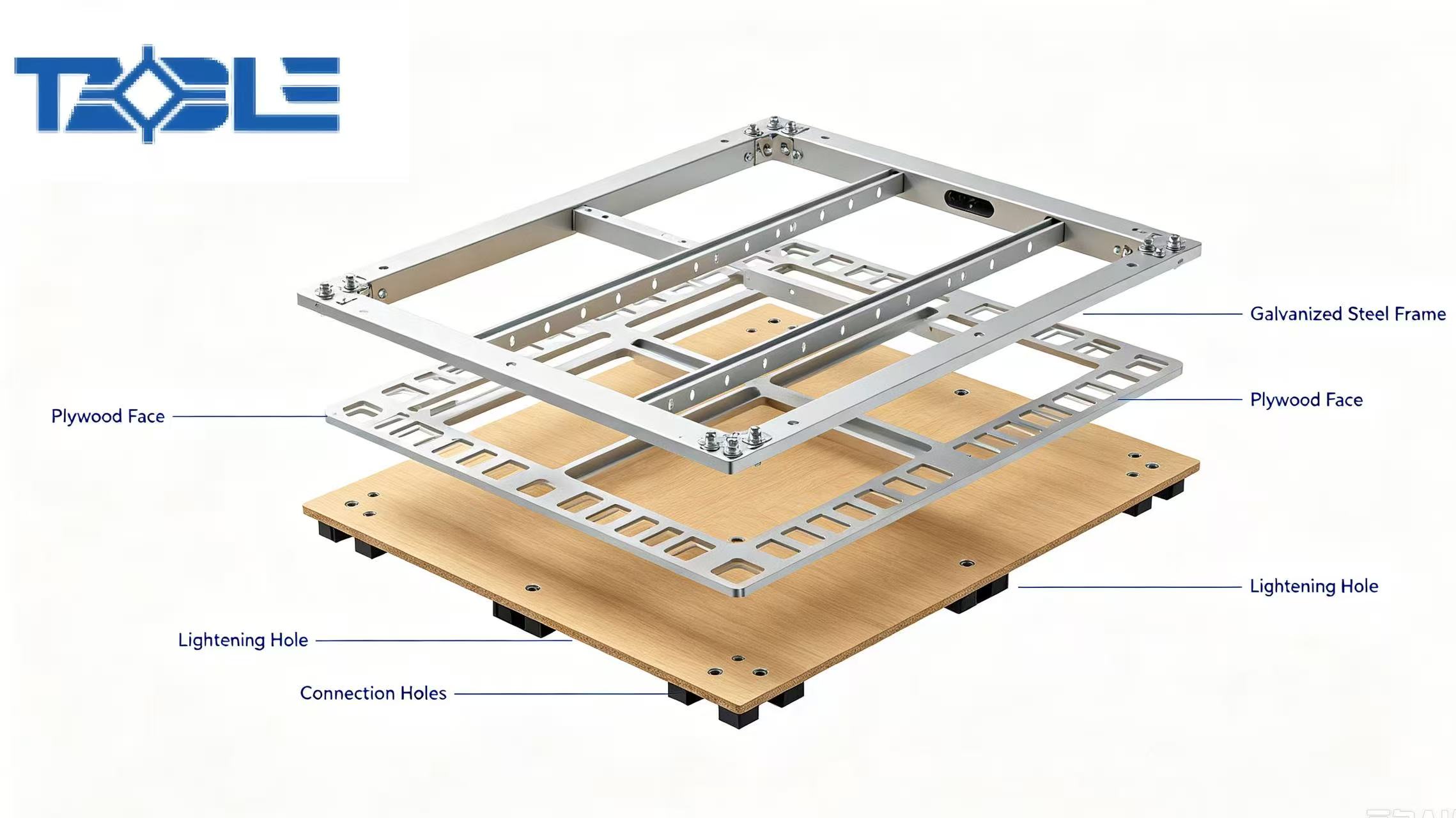 3D exploded drawing of TABLE Deck Regular panel, Q700 galvanized steel frame and wear-resistant plywood structure details.jpg