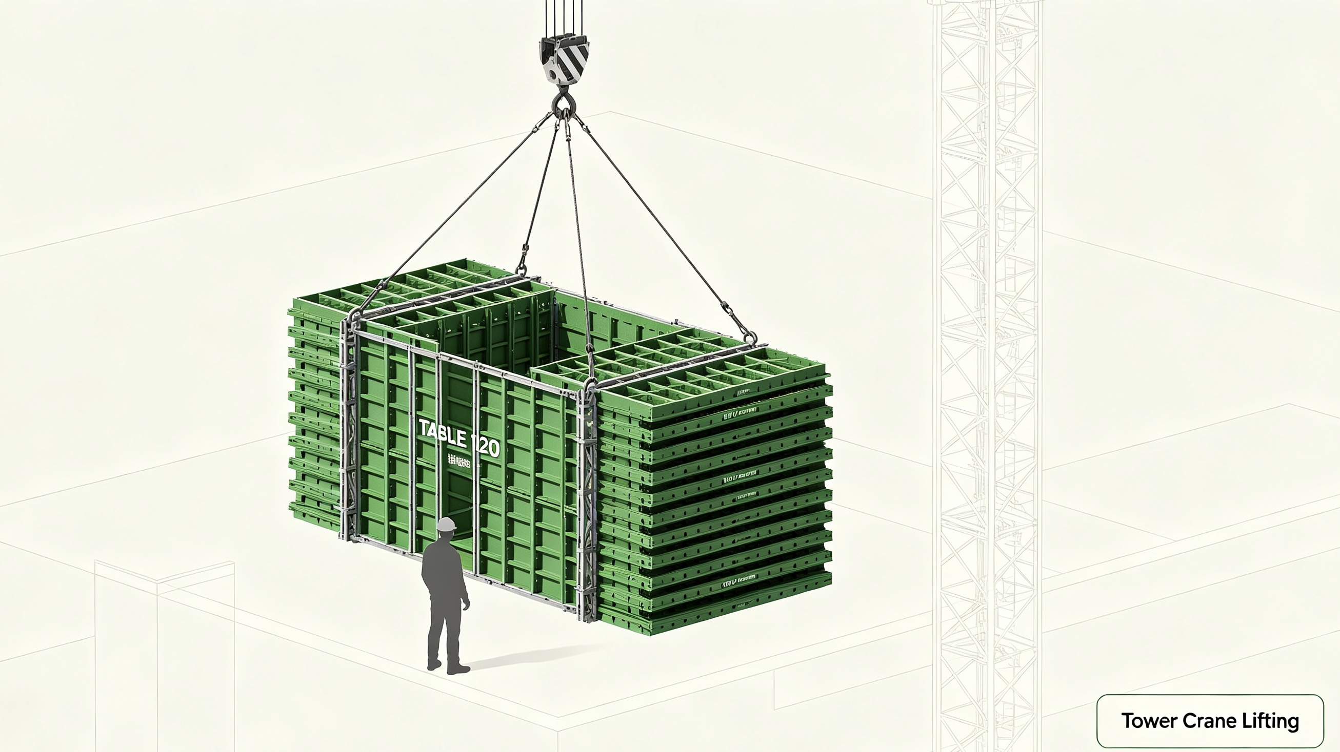 TABLE 120 wall formwork tower crane stack lifting for high‑rise site.jpg