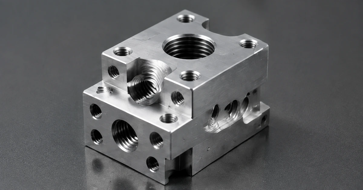 CNC tapping machined metal component