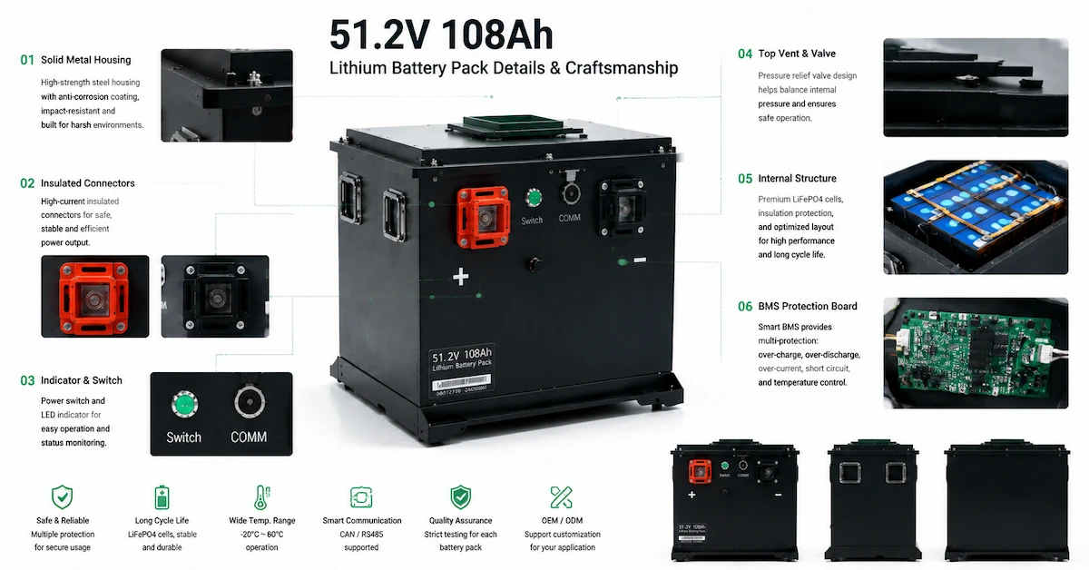 51.2V 108Ah battery pack details
