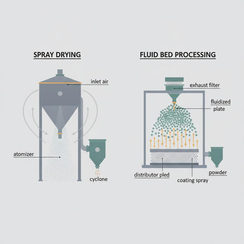 spray drying vs fluid bed processing
