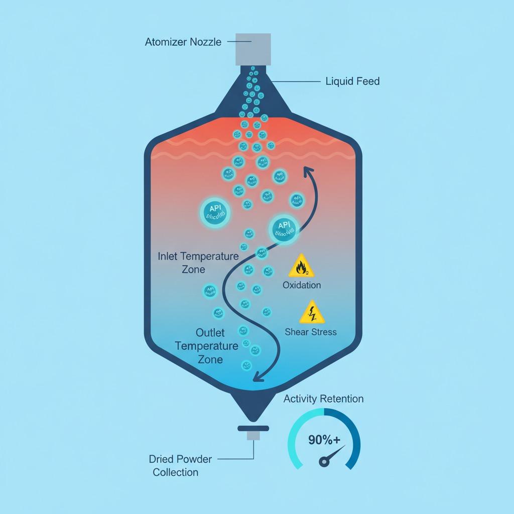 protecting API bioactivity during spray drying